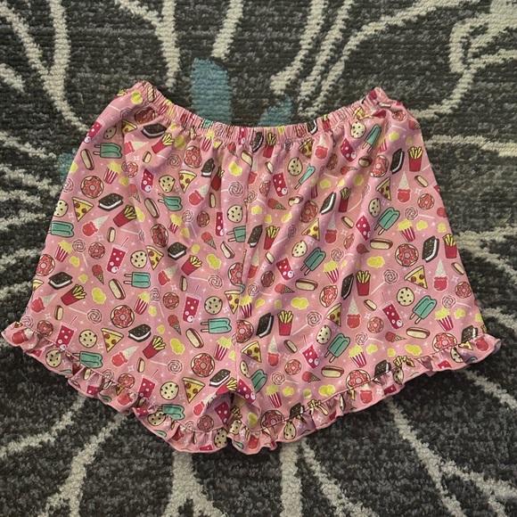 Pink Snack Print Ruffle PJ Shorts - Picture 1 of 5